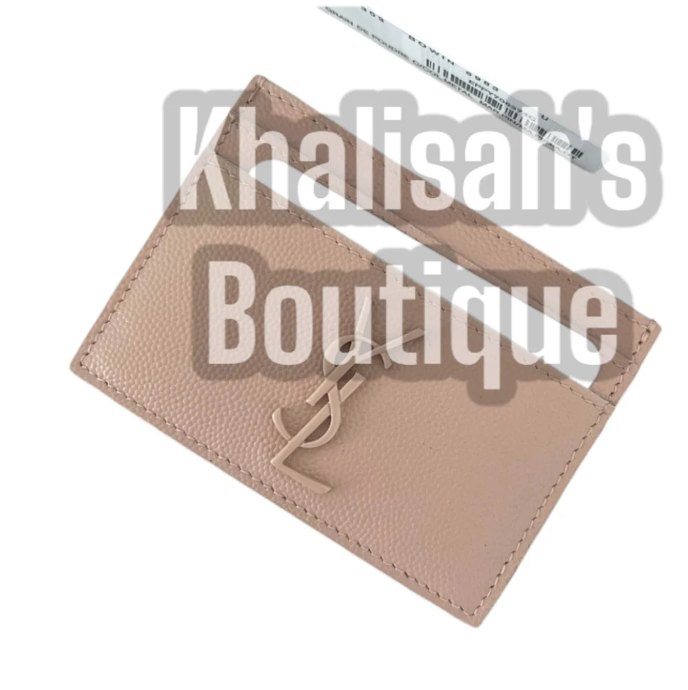 NWT Rare YSL SAINT LAURENT Grain De Poudre Monogram Credit Card Holder Case Rose - Picture 2 of 10